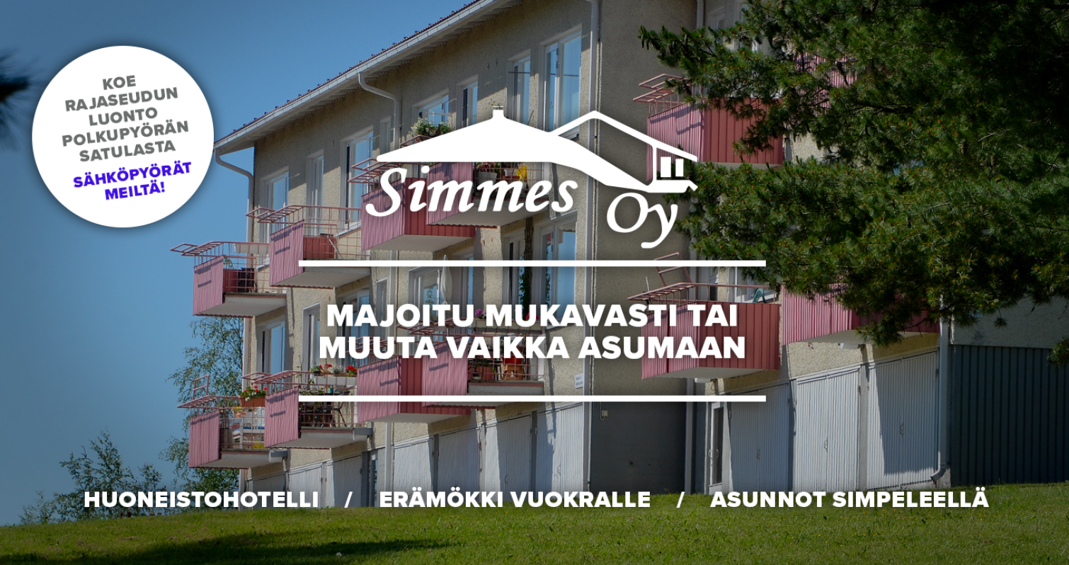 Simmes-mainos: huoneistohotelli - erämökki vuokralle - asunnot Simpeellä